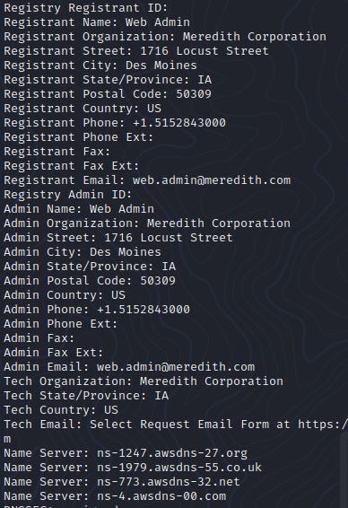 Example of Whois record