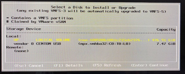 Selecting the disk where installation should happen